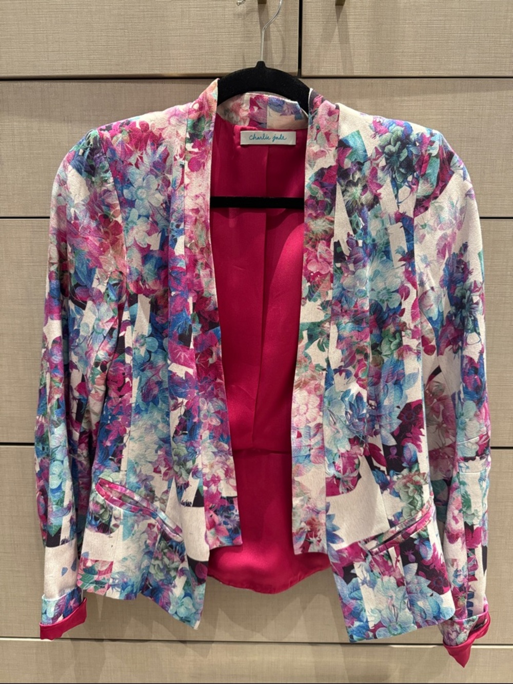 Charlie Jade Women’s Floral Blazer Jacket in Pink Multi